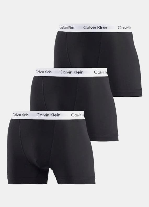3er-Pack schwarze Herren-Boxershorts, weiße Bündchen mit Calvin Klein Schriftzug
