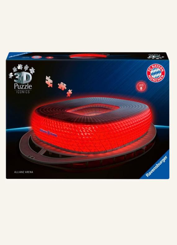 3D Puzzle Allianz Arena – leuchtend rotes Stadionmodell auf der Ravensburger Verpackung