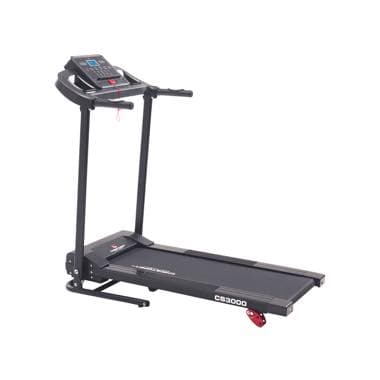 Laufband mit Display und Handläufen in schwarzer Farbe