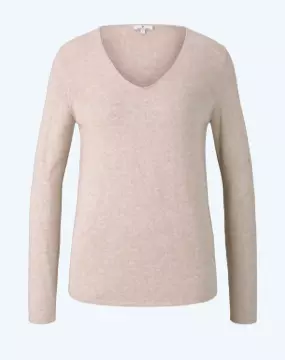 Pullover in Beige & Grau