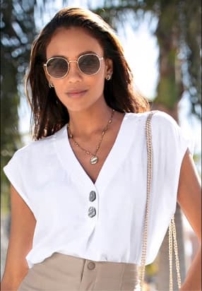 weiße Kurzarmblusen