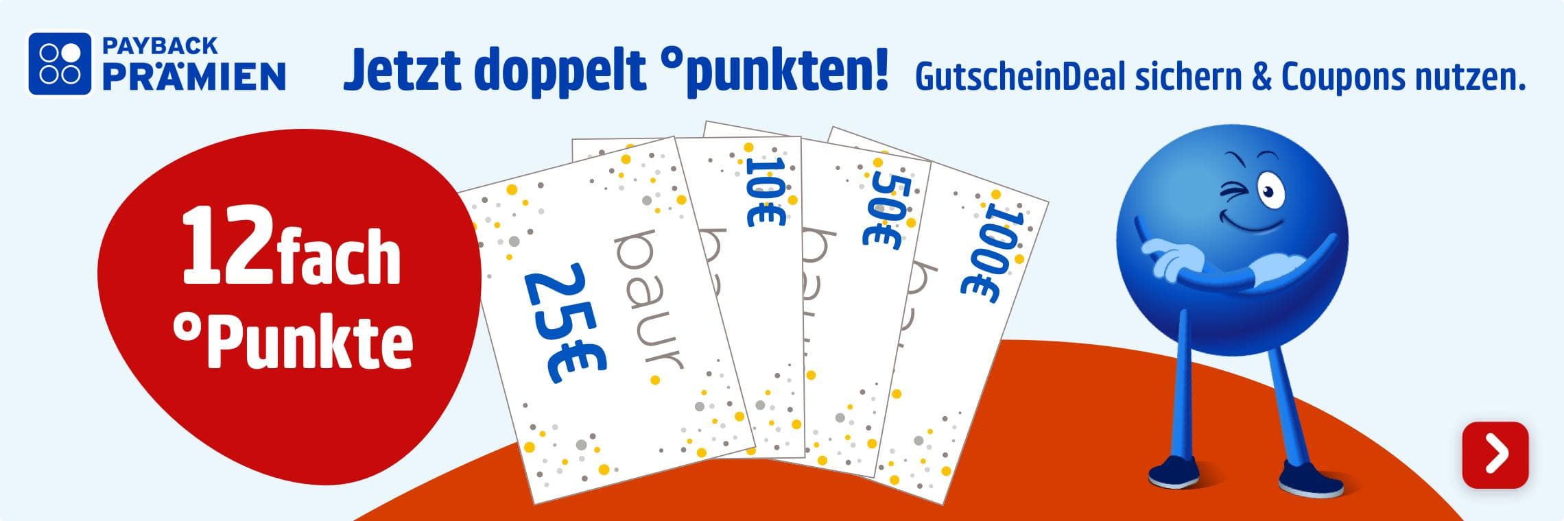 12fach °Punkte – PAYBACK Prämien, jetzt doppelt °punkten! GutscheinDeal sichern & Coupons nutzen. Gutscheine bis 100 €