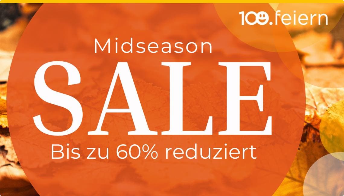 Midseason SALE: Bis zu 60% reduziert – Herbstblätter im Hintergrund