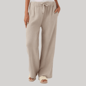 beige Palazzo-Hose aus Musselin