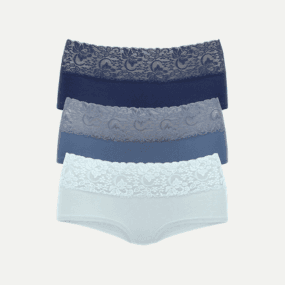 Dreier Set von blaufarbenen Baumwoll Pantys