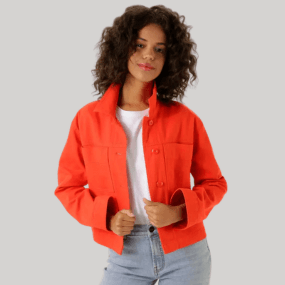 rote Baumwoll-Jeansjacke