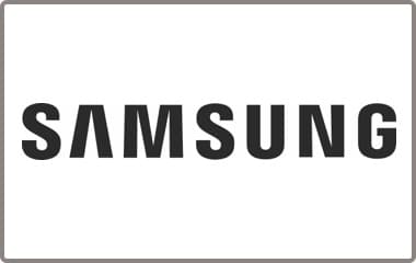 SAMSUNG Logo in schwarzen Großbuchstaben auf weißem Hintergrund
