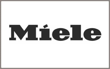 Miele Logo in schwarzer Schrift auf weißem Hintergrund