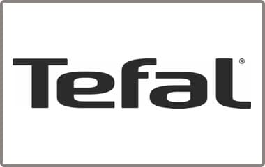 Tefal Logo in schwarzer Schrift auf weißem Hintergrund