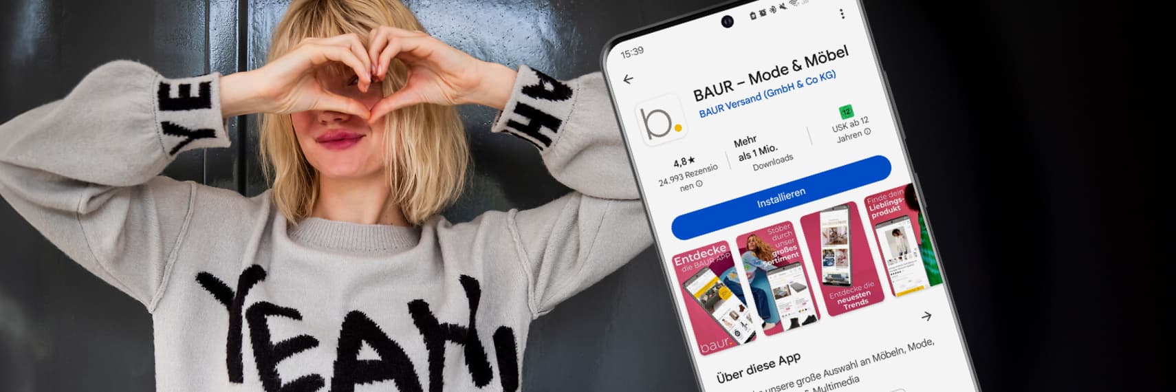15% Rabatt auf die 1. App-Bestellung