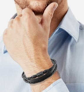 Schwarze Lederarmbänder für Herren