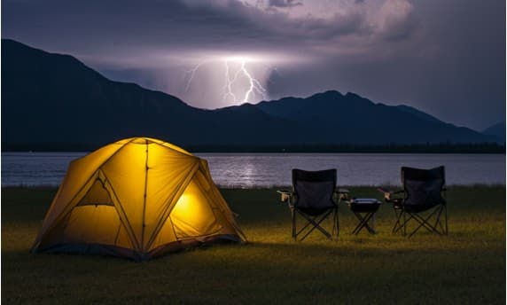 Zelten bei Gewitter und niedrigen Temperaturen