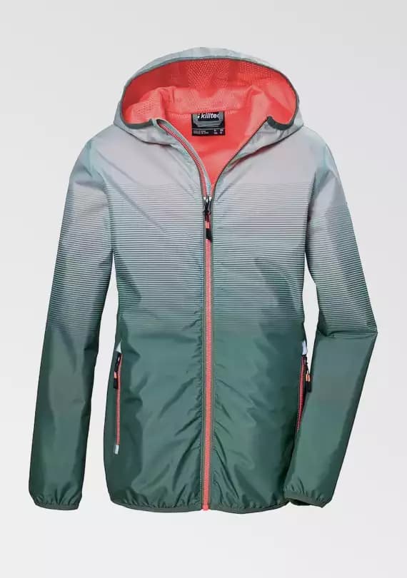 Kinder Jacke in grün-türkis leicht glänzendem Stoff