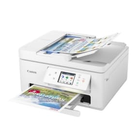 Canon Drucker mit Touchscreen, druckt farbiges Dokument, Dokumentenzufuhr oben