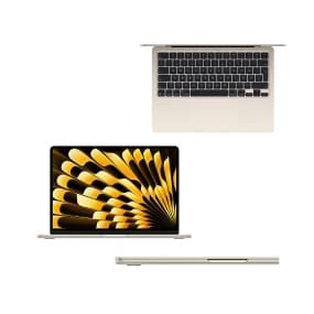 Goldener Laptop aus verschiedenen Perspektiven – Tastatur, Bildschirm mit gelbem Muster und seitliche Ansicht.