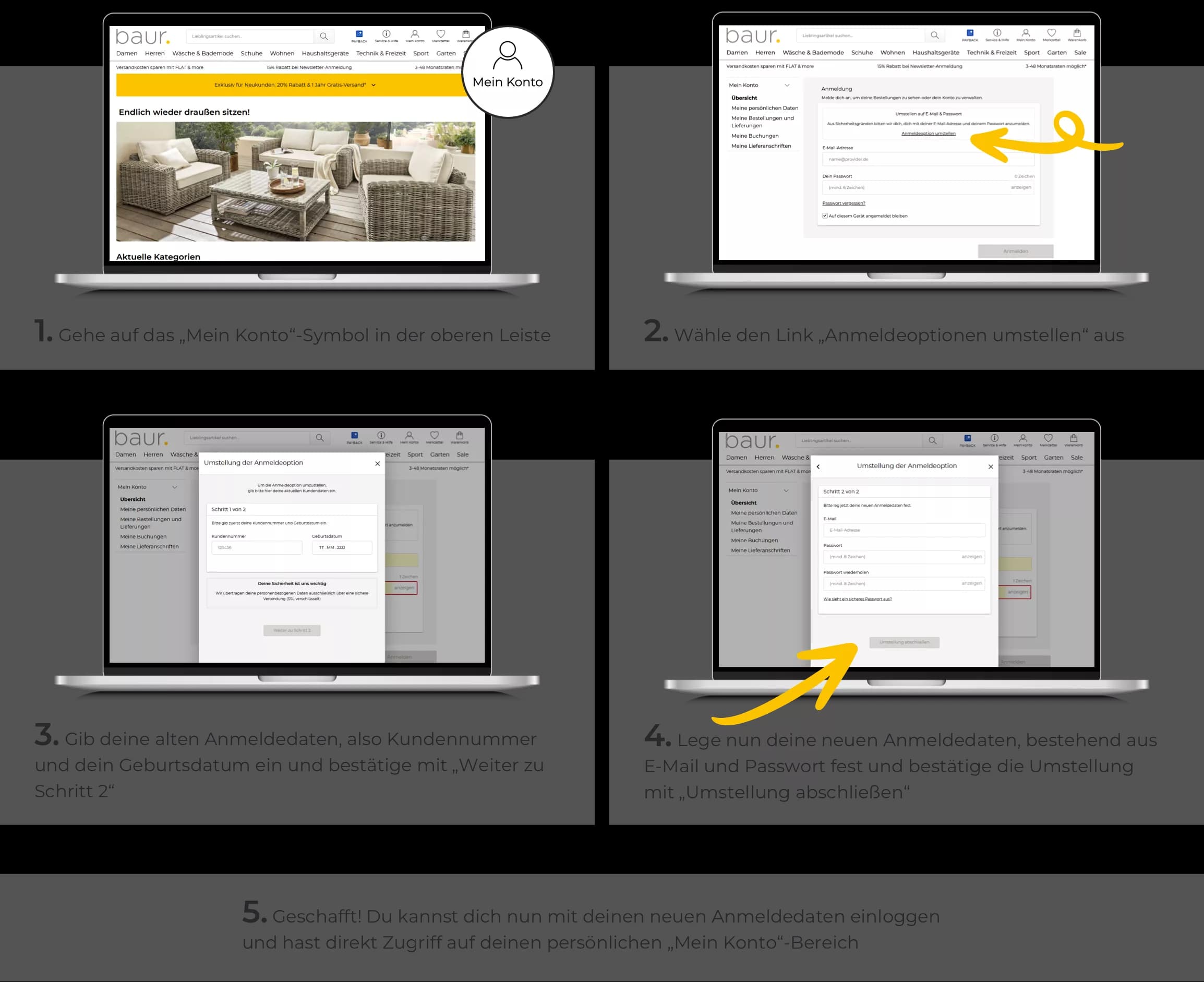 Anmeldedaten umstellen