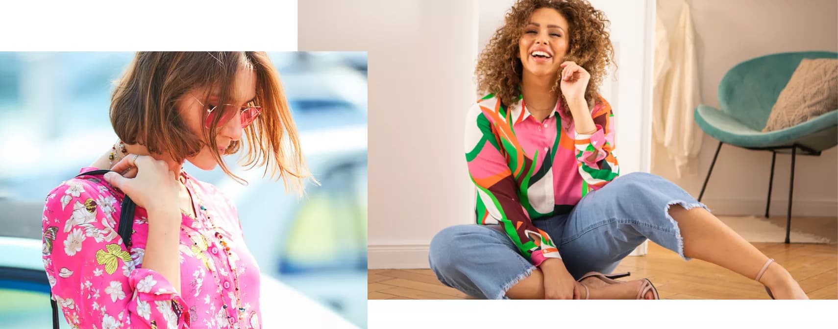 Bunte Bluse kombinieren