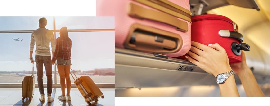 Handgepäck und Handtasche