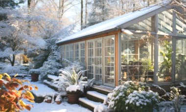 Gewächshaus im Winter