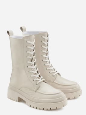 Beige Schnürstiefeletten