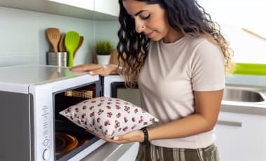 Kirschkernkissen in der Mikrowelle