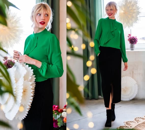 Weihnachtslook mit Bluse