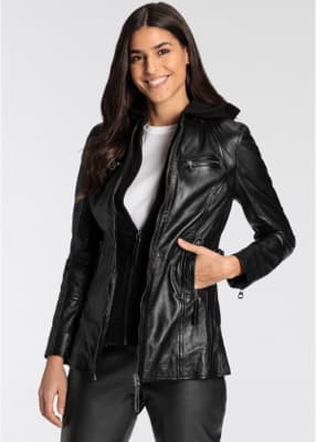 Schwarze Lederjacken für Damen