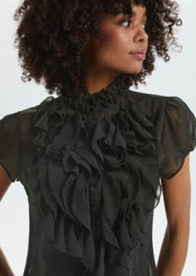 Schwarze Kurzarmblusen