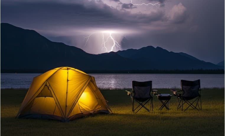 Zelten bei Gewitter und niedrigen Temperaturen