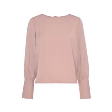 Altrosa Bluse mit langen Ärmeln und breiten Manschetten, Vorderansicht auf weißem Hintergrund