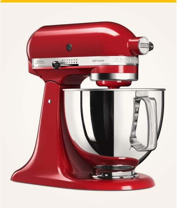 KitchenAid Artisan Küchenmaschine in Rot mit silberner Schüssel