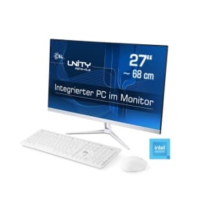 27 Zoll integrierter PC im Monitor – Bildschirm mit Tastatur und Maus, Intel Inside Logo