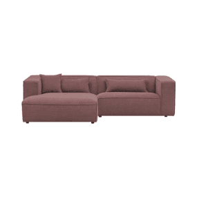 Weinrotes Ecksofa mit Cordbezug.