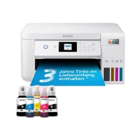 3 Jahre Tinte im Lieferumfang enthalten – Epson Drucker mit vier Tintenflaschen in Schwarz, Cyan, Magenta und Gelb
