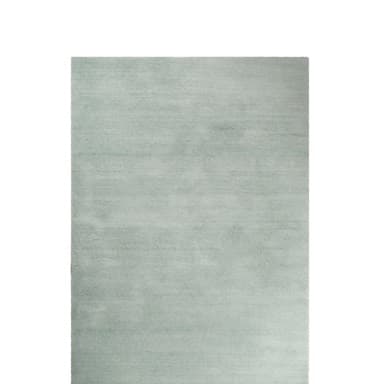 Einfarbiger, hellgrüner Teppich mit schlichter Oberfläche.