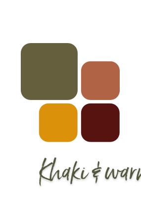 Khaki mit warmen Farben kombinieren