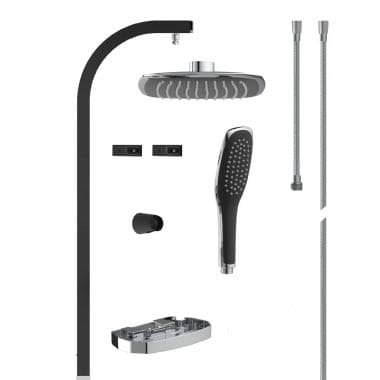 Duschsystem mit Regenduschkopf, Handbrause, Schläuchen und Montagezubehör