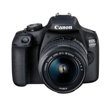 Canon EOS 2000D Kamera mit 18-55mm Objektiv, frontalansicht
